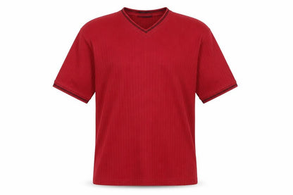 Next Mens Red Cotton T-Shirt Size M V-Neck