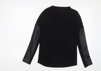 Boohoo Womens Black Polyester Basic T-Shirt Size 8 Crew Neck