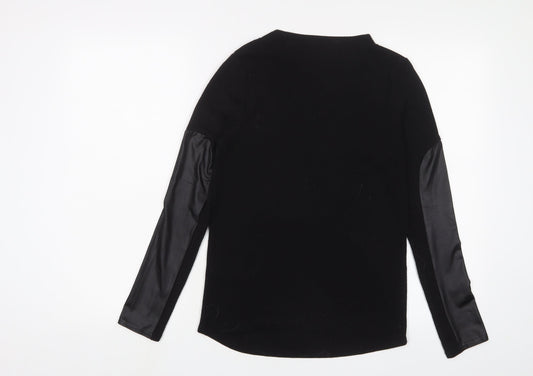 Boohoo Womens Black Polyester Basic T-Shirt Size 8 Crew Neck