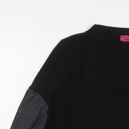 Boohoo Womens Black Polyester Basic T-Shirt Size 8 Crew Neck