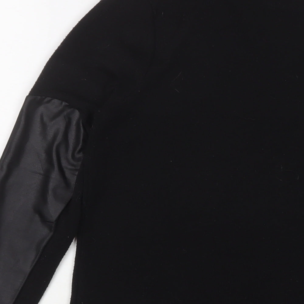 Boohoo Womens Black Polyester Basic T-Shirt Size 8 Crew Neck