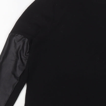 Boohoo Womens Black Polyester Basic T-Shirt Size 8 Crew Neck