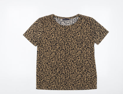 Womens UK Size 8 Marks and Spencer Brown Basic T-Shirt