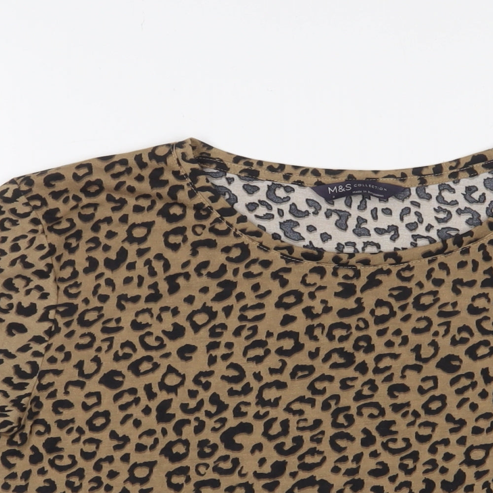 Womens UK Size 8 Marks and Spencer Brown Basic T-Shirt