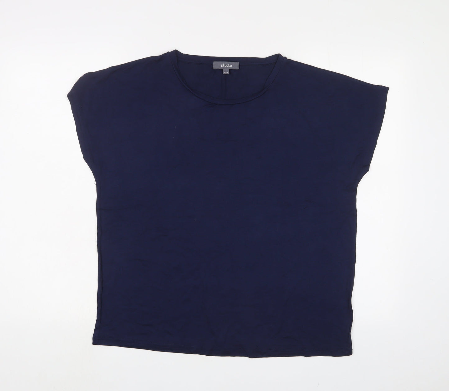Womens UK Size 12 Studio Blue Basic T-Shirt