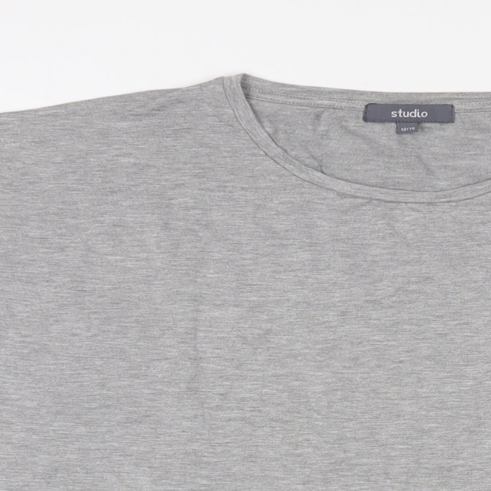Womens UK Size 12 Studio Grey Basic T-Shirt