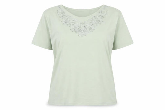 Womens UK Size 16 Berkertex Green Basic T-Shirt