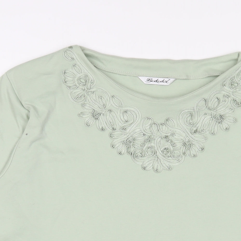 Womens UK Size 16 Berkertex Green Basic T-Shirt