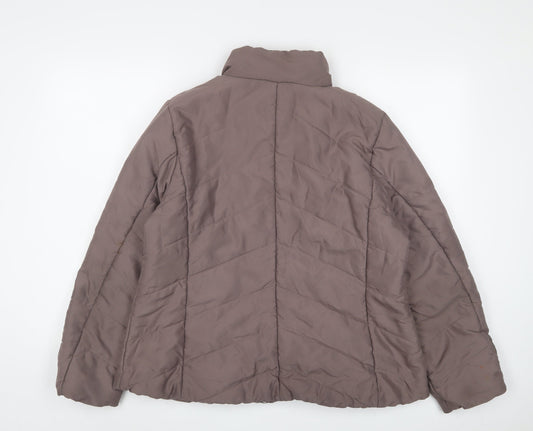 M&Co Womens Beige Quilted Coat Size 18 Zip - Zip Pockets