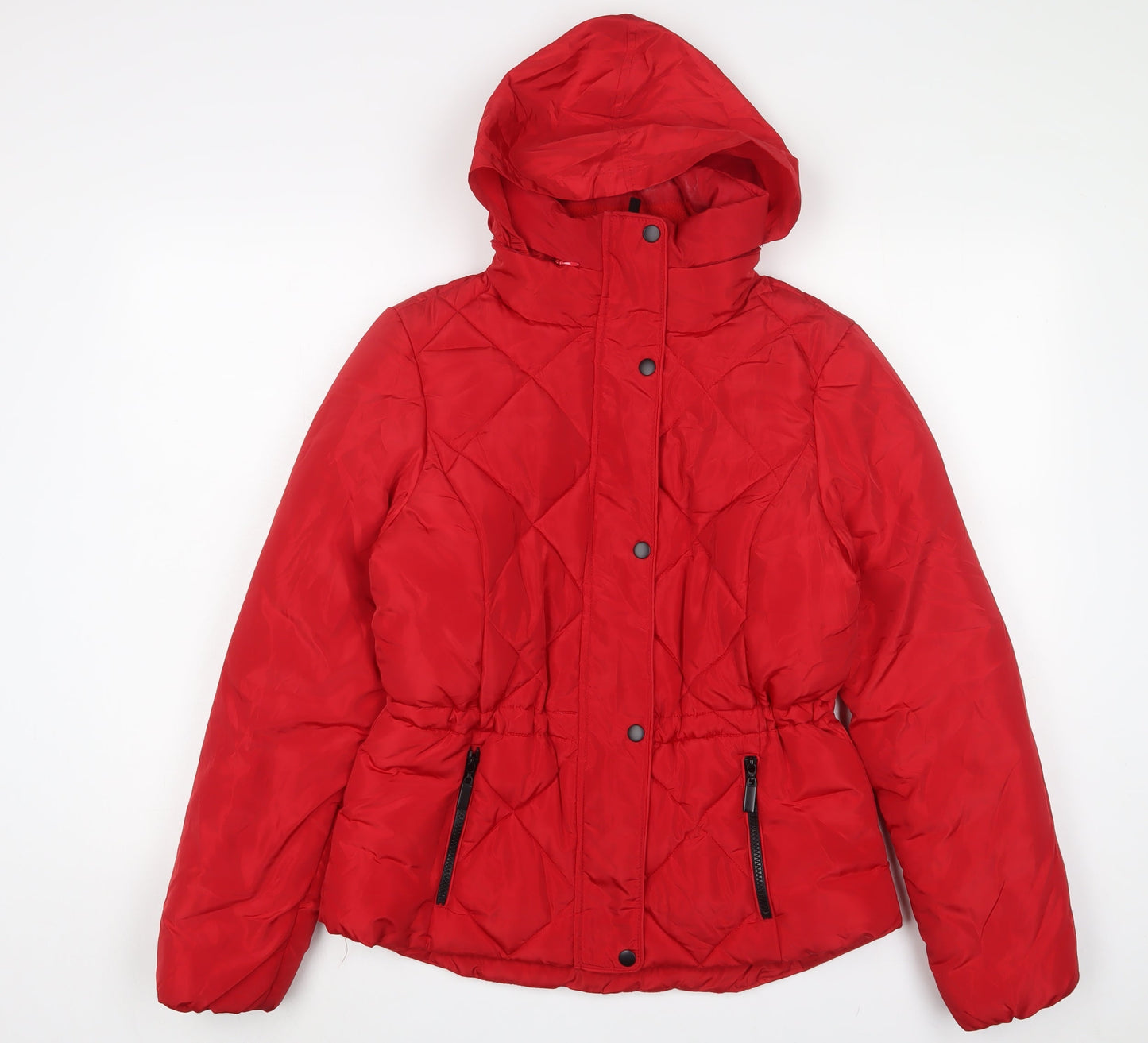Womens UK Size 10 Marks and Spencer Red Quilted Coat