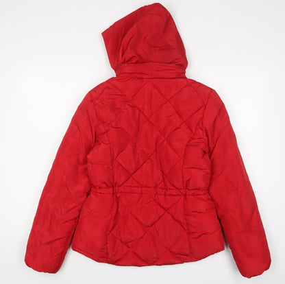Womens UK Size 10 Marks and Spencer Red Quilted Coat