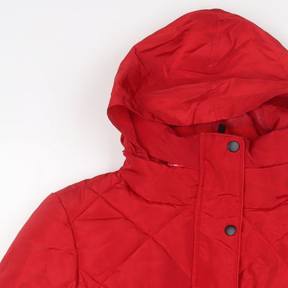 Womens UK Size 10 Marks and Spencer Red Quilted Coat