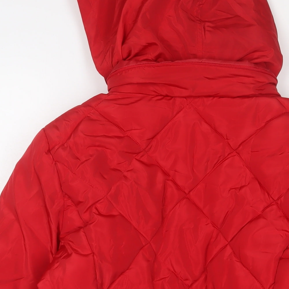 Womens UK Size 10 Marks and Spencer Red Quilted Coat