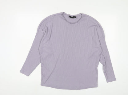 ASOS Womens Purple Polyester Basic T-Shirt Size 8 Crew Neck