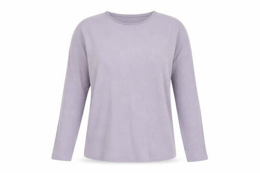 Front view of ASOS women’s purple polyester basic t-shirt, size UK 8, crew neck