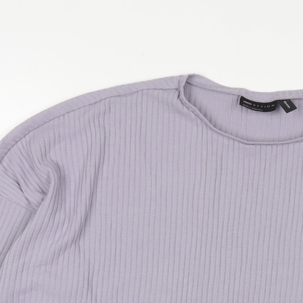 ASOS Womens Purple Polyester Basic T-Shirt Size 8 Crew Neck