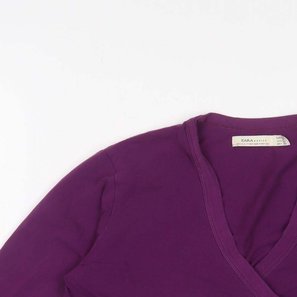 Womens UK Size L Zara Purple Basic T-Shirt