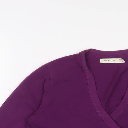 Womens UK Size L Zara Purple Basic T-Shirt