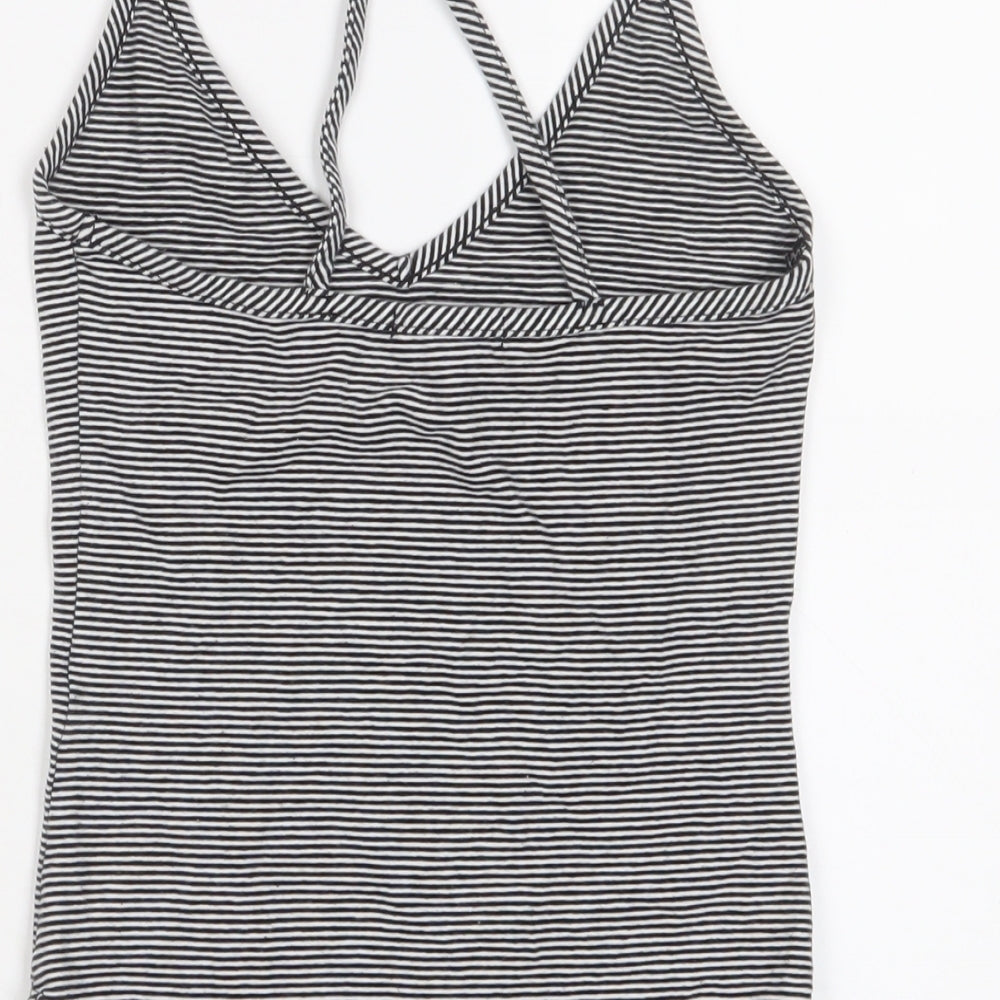 FOREVER 21 Womens White Striped Cotton Bodysuit One-Piece Size S Snap