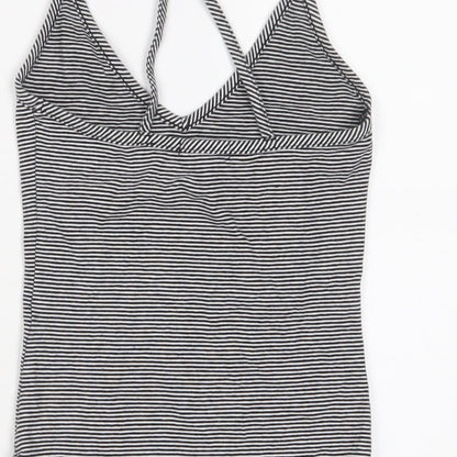 FOREVER 21 Womens White Striped Cotton Bodysuit One-Piece Size S Snap