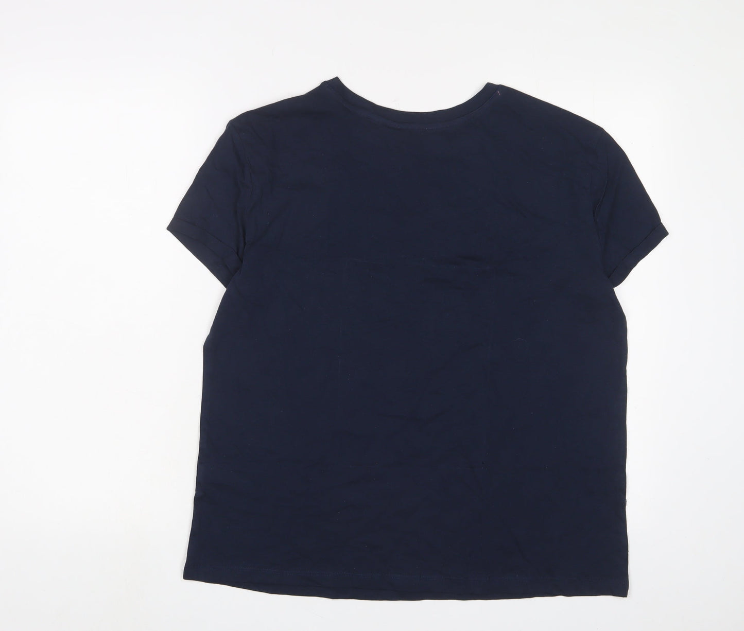 Marks and Spencer Womens Blue Solid Cotton Top Pyjama Top Size M - Rise and shine