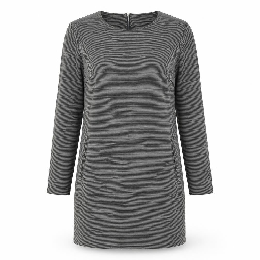 Kaliko Women's Grey Striped Shift Dress Medium