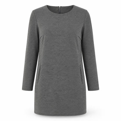 Kaliko Women's Grey Striped Shift Dress Medium