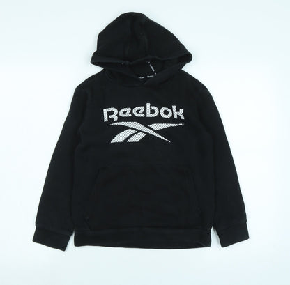 Reebok` Boys Black Polyester Pullover Hoodie Size 9-10 Years - Logo- Reebok