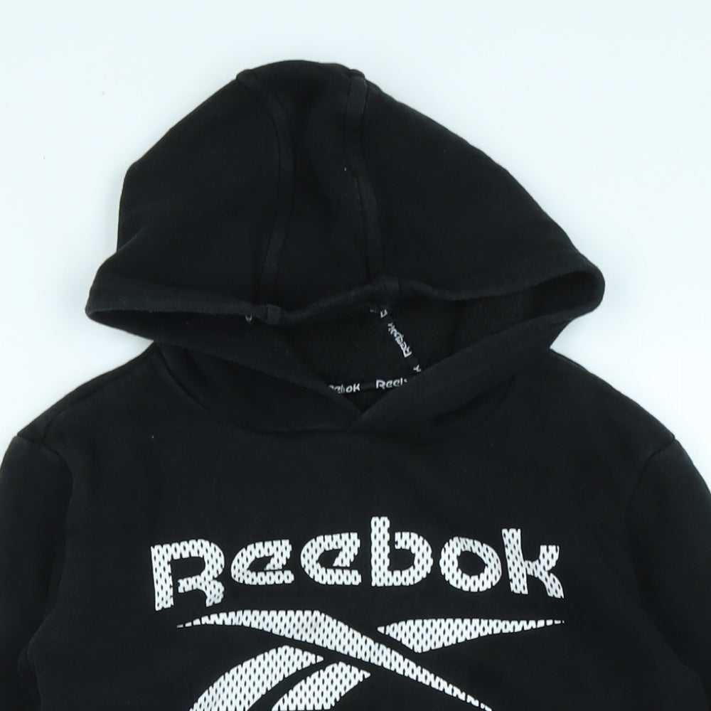 Reebok` Boys Black Polyester Pullover Hoodie Size 9-10 Years - Logo- Reebok