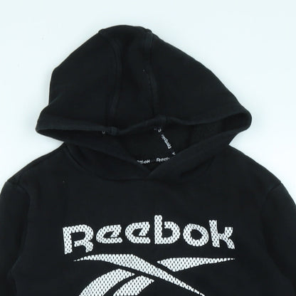 Reebok` Boys Black Polyester Pullover Hoodie Size 9-10 Years - Logo- Reebok