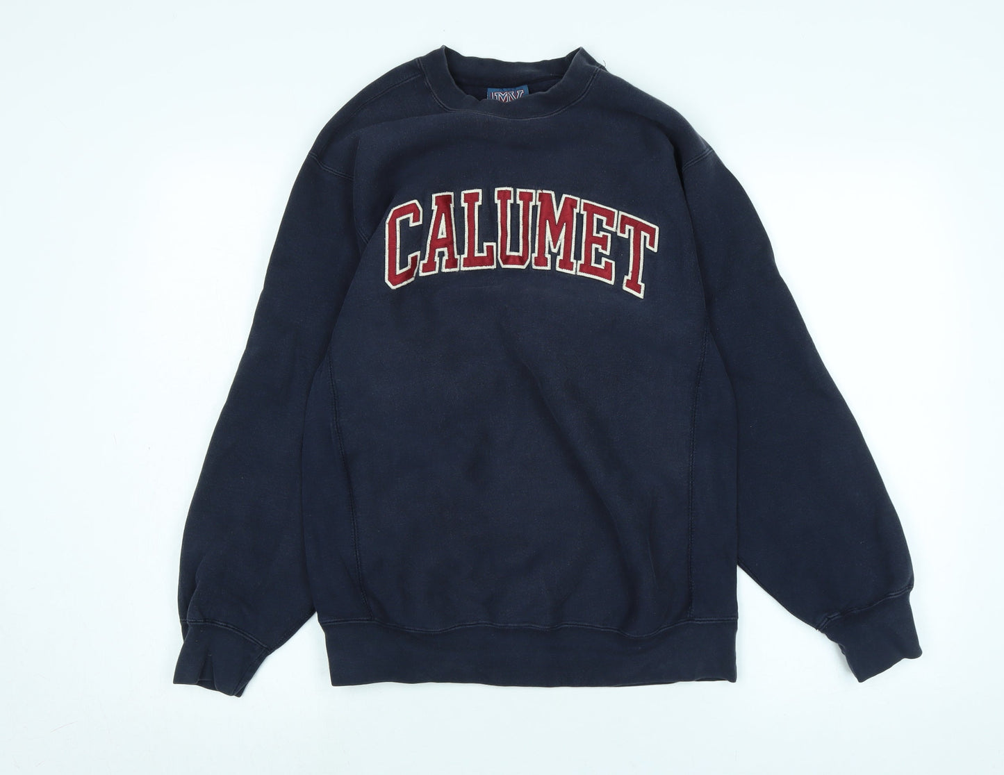 calumet Mens Blue Cotton Pullover Sweatshirt Size M - Logo- CALUMET