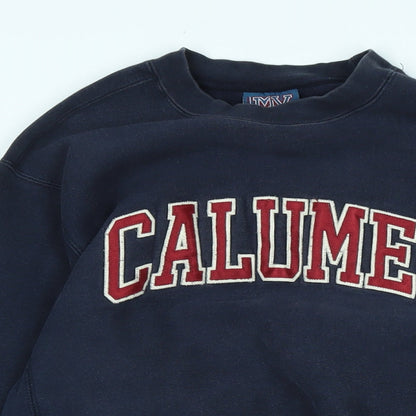 calumet Mens Blue Cotton Pullover Sweatshirt Size M - Logo- CALUMET