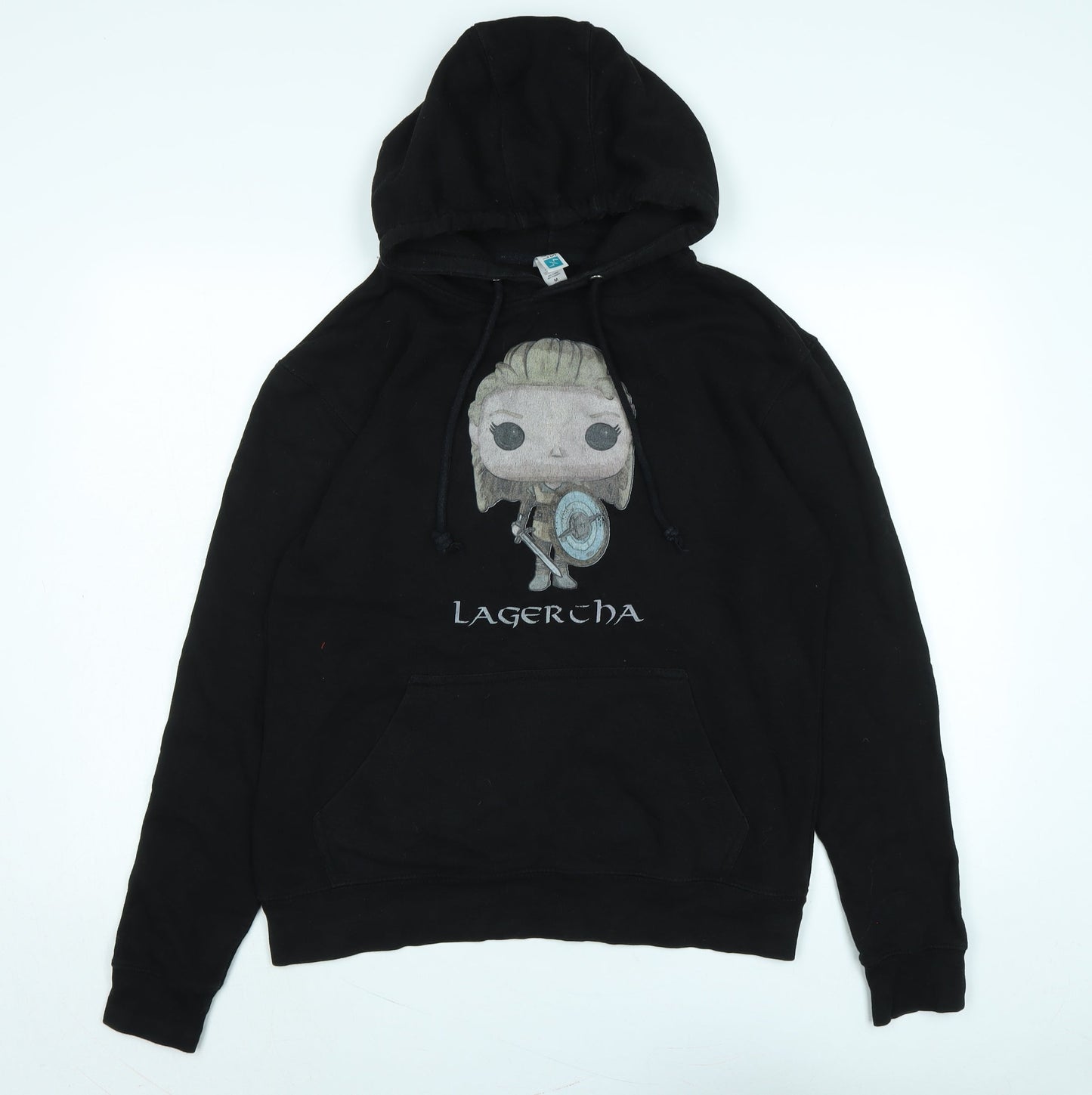 Vikings Womens Black Cotton Pullover Hoodie Size M - Logo - Lagertha