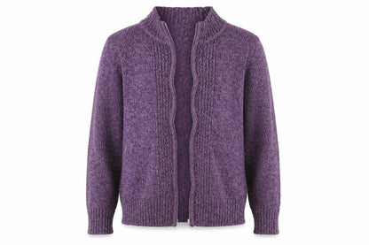 EWM Womens Purple Mock Neck Cotton Cardigan Jumper Size L - Logo