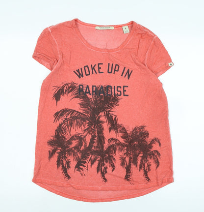 Mason Scotch Womens Pink Cotton Basic T-Shirt Size L Scoop Neck - Logo - woke up in paradise