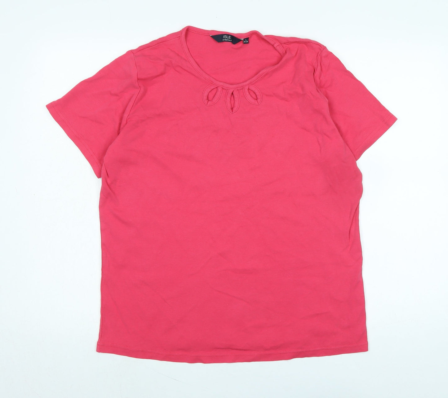 Womens UK Size L Isle Pink Basic T-Shirt
