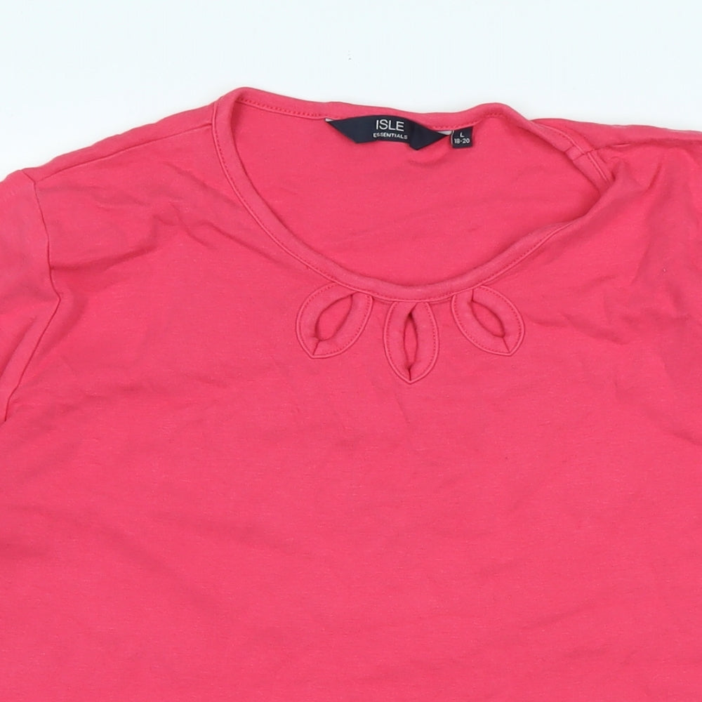Womens UK Size L Isle Pink Basic T-Shirt