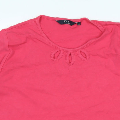 Womens UK Size L Isle Pink Basic T-Shirt