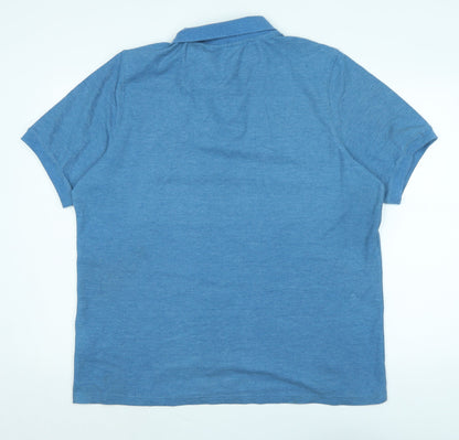 Slazenger Mens Blue Cotton Polo Size L Collared Button - Logo