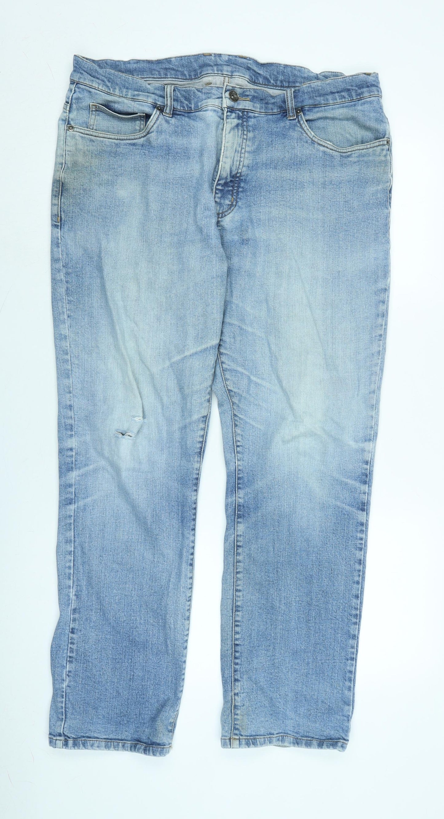 John Lewis Mens Blue Cotton Straight Jeans Size 34 in L30 in Regular Zip