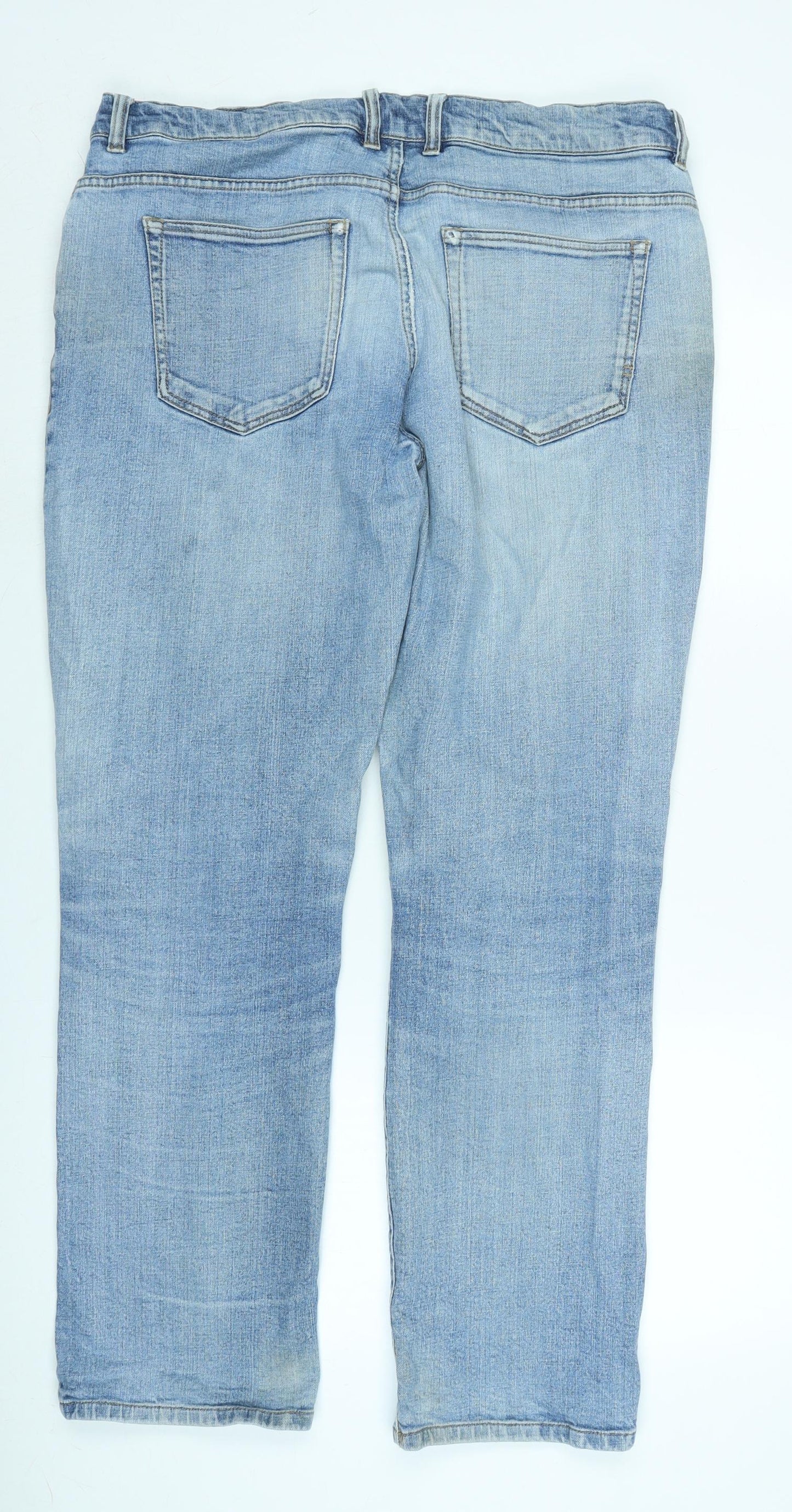 John Lewis Mens Blue Cotton Straight Jeans Size 34 in L30 in Regular Zip