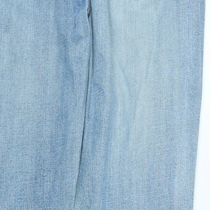 John Lewis Mens Blue Cotton Straight Jeans Size 34 in L30 in Regular Zip