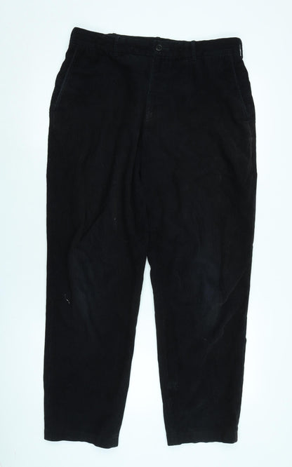 Mens UK Size 32 in Uniqlo Regular Fit  Black Trousers