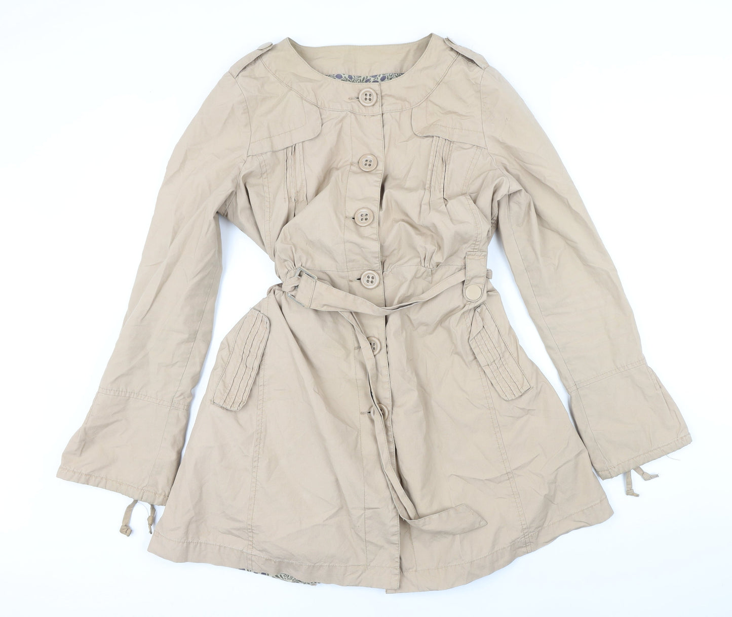 Womens UK Size 14 Moto Beige Rain Coat