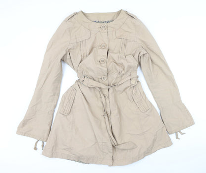 Womens UK Size 14 Moto Beige Rain Coat