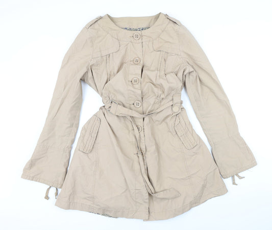 Womens UK Size 14 Moto Beige Rain Coat