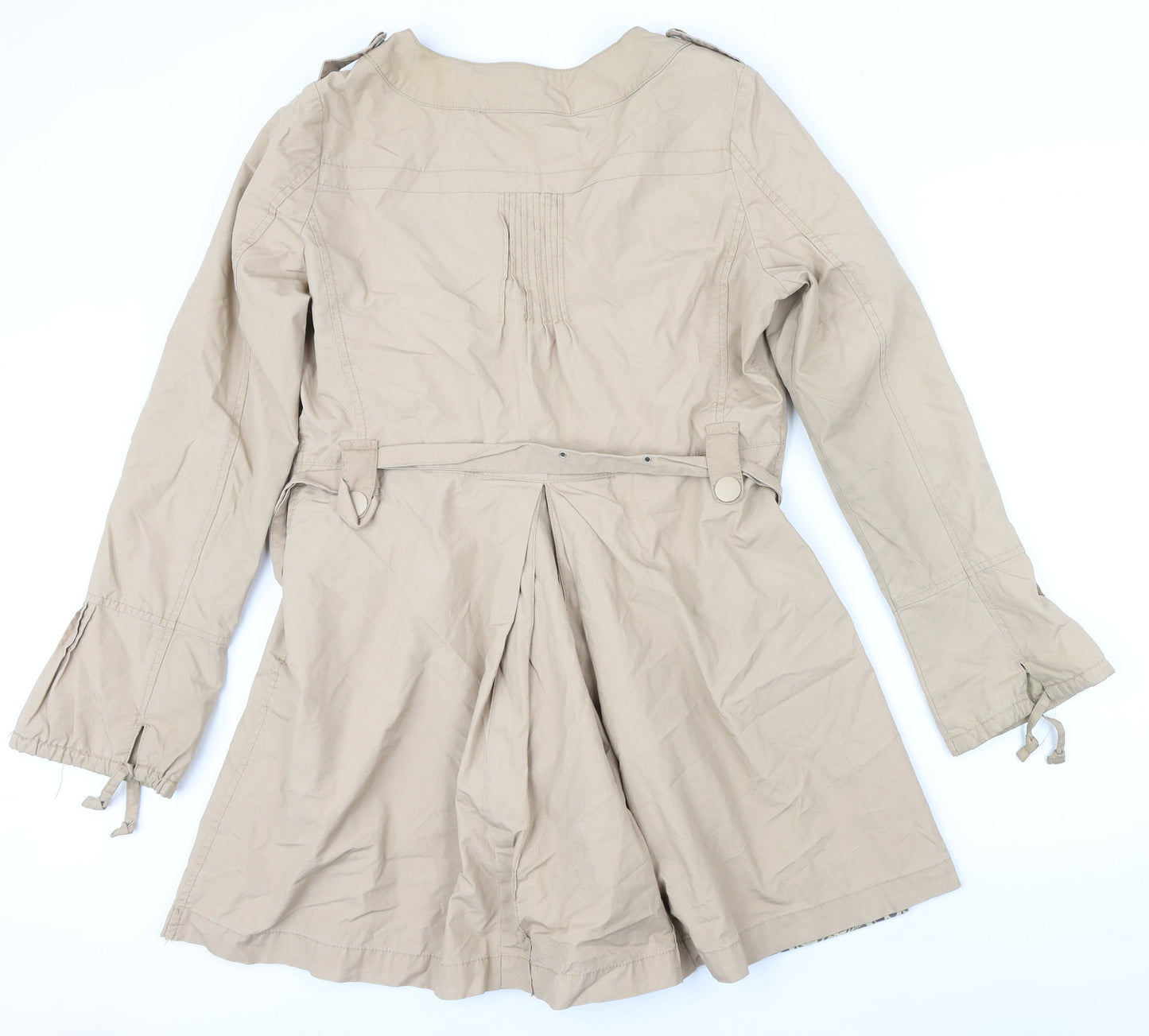 Womens UK Size 14 Moto Beige Rain Coat