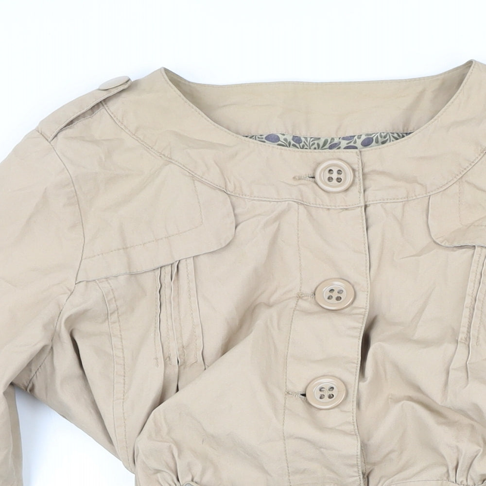 Womens UK Size 14 Moto Beige Rain Coat