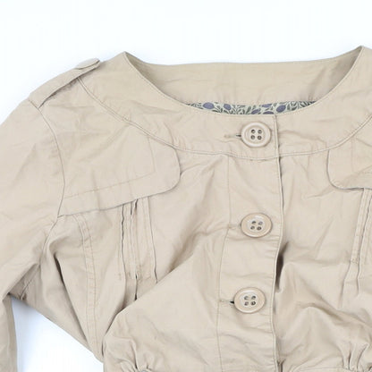 Womens UK Size 14 Moto Beige Rain Coat