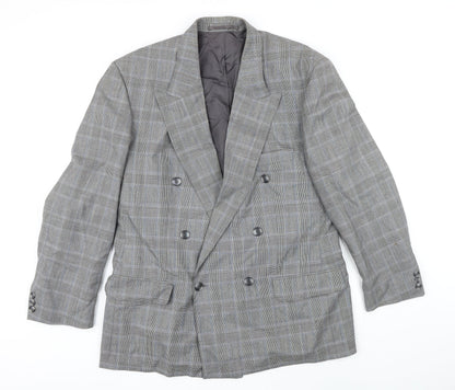 Additional front view of Van Gills men’s grey check wool jacket blazer, size 42, regular